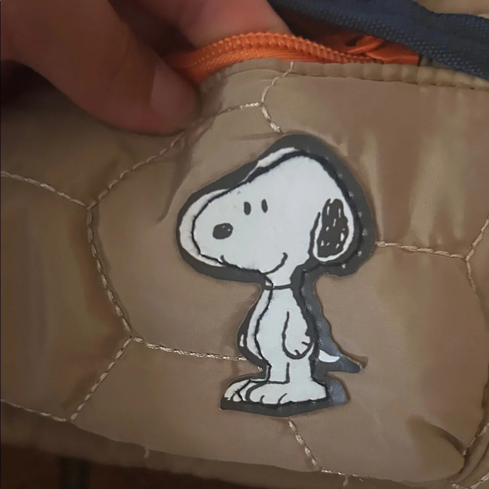 Peanuts Quilted mini Backpack in Tan with Orange Trim